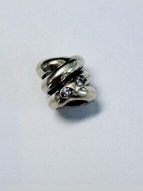 Bacio 925 Sterling Silver Twisted Champagne Swirl Charm Bead with CZ Stones